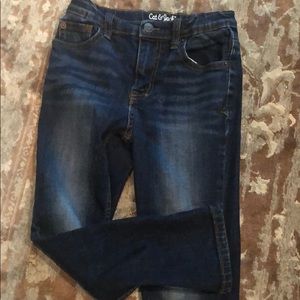 Boys Dark denim skinny jeans with stretch